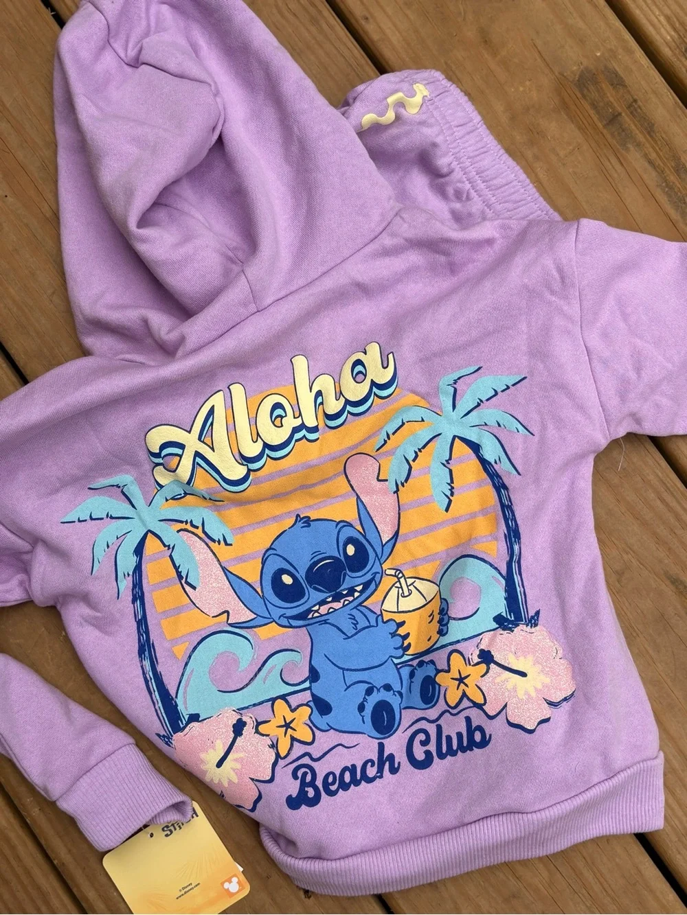 Disney Lilo & Stitch Girls 3T Purple Hoodie Shorts 2-Piece Outfit Set NWT